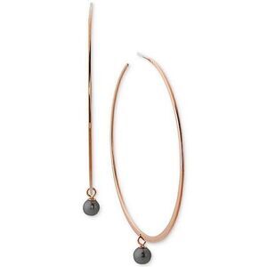 New! MICHAEL KORS Women's Rose Goldtone Hoop Earrings With Box
